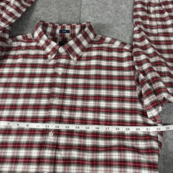 J Crew Oxford Button Down Shirt Men's L Red Plaid Long Sleeve - Picture 7 of 9